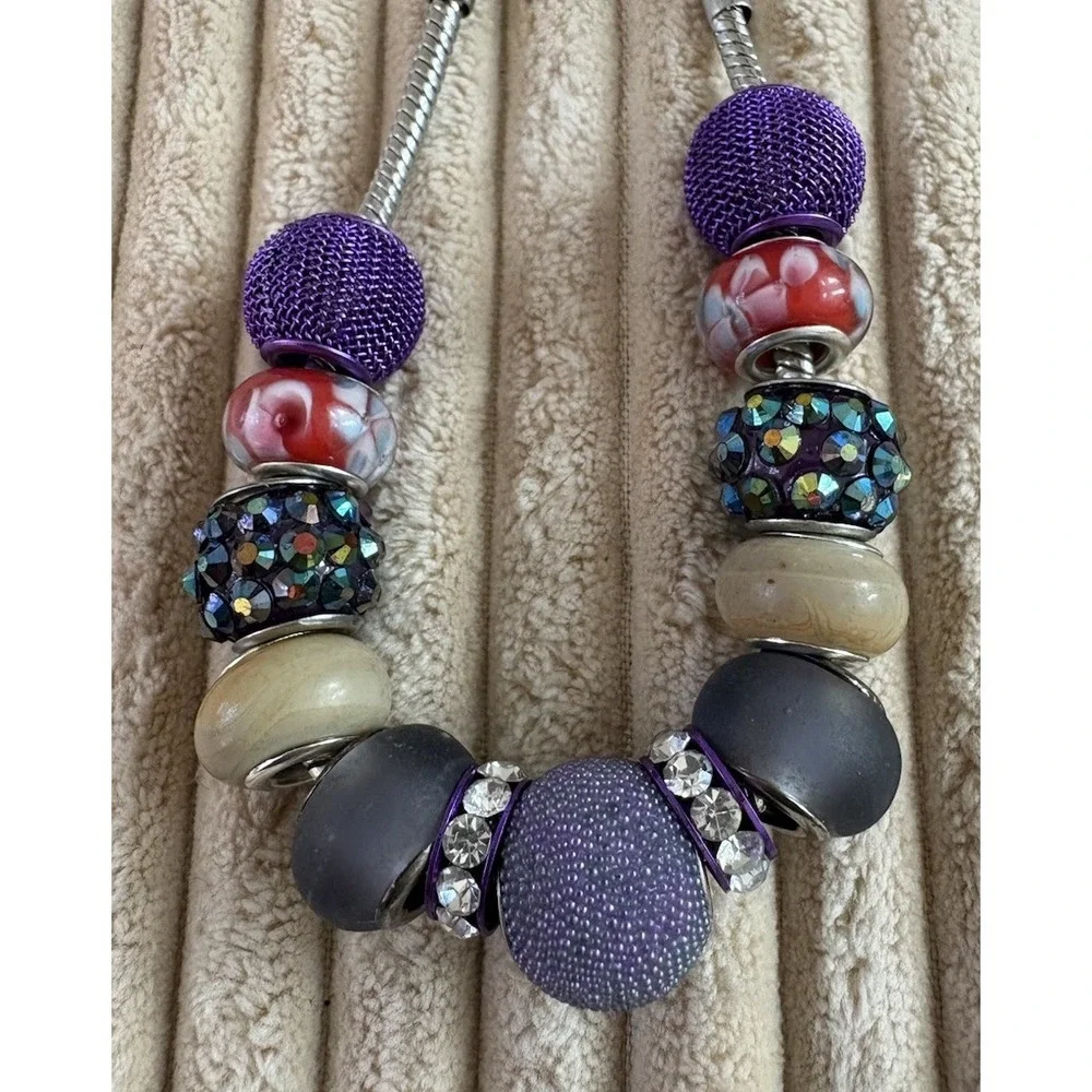European‎ Bracelet Charms Beads Glass Sliders Spacers Purple